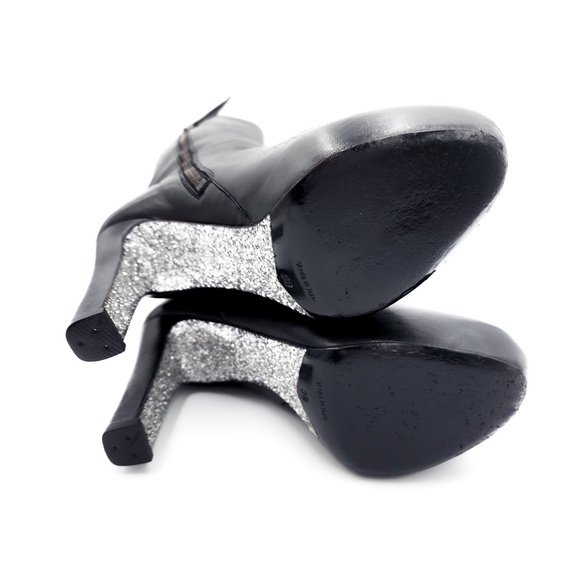 MIU MIU Black Leather Heeled Platform Designer Boots Shoes EU 38 - Picture 9 of 10